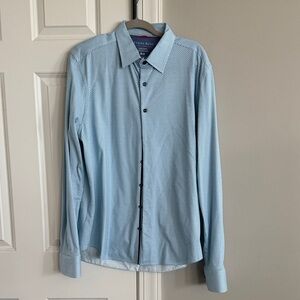 Stone Rose Light Blue Microdot Long-Sleeve Dress Shirt